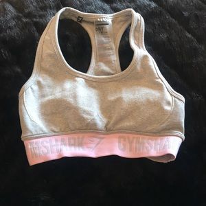 Gymshark flex sports bra in light grey/chalk pink